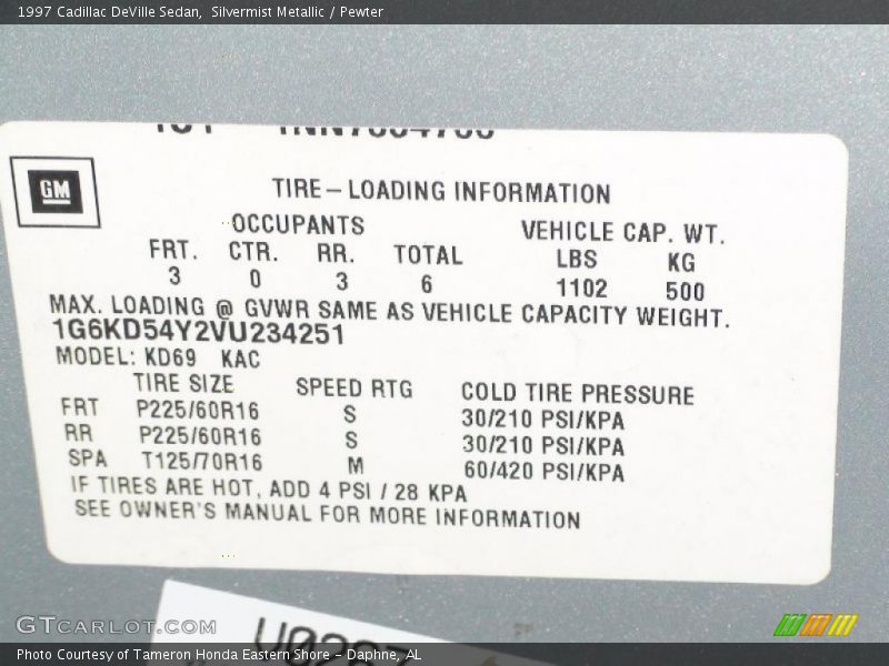 Silvermist Metallic / Pewter 1997 Cadillac DeVille Sedan