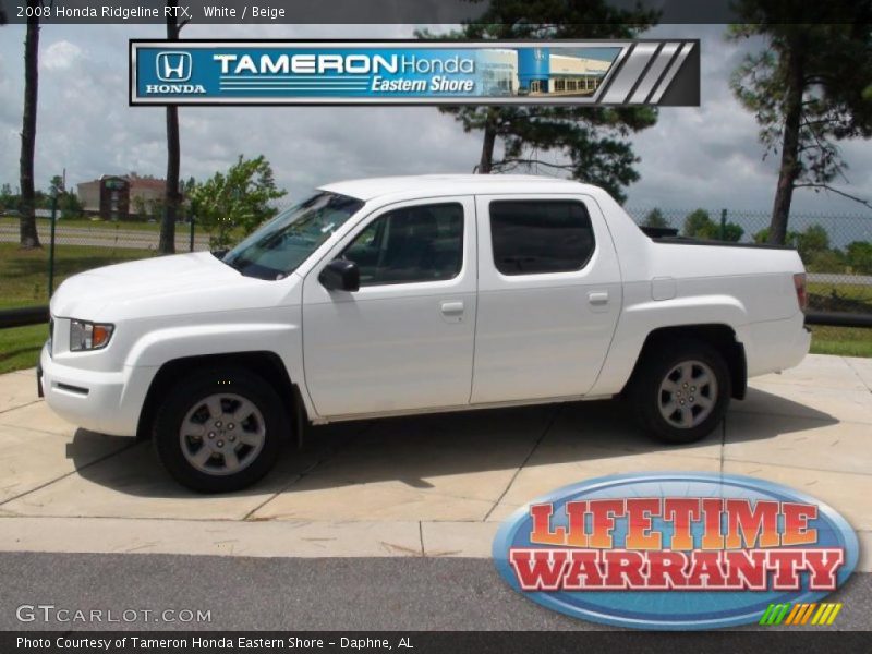White / Beige 2008 Honda Ridgeline RTX