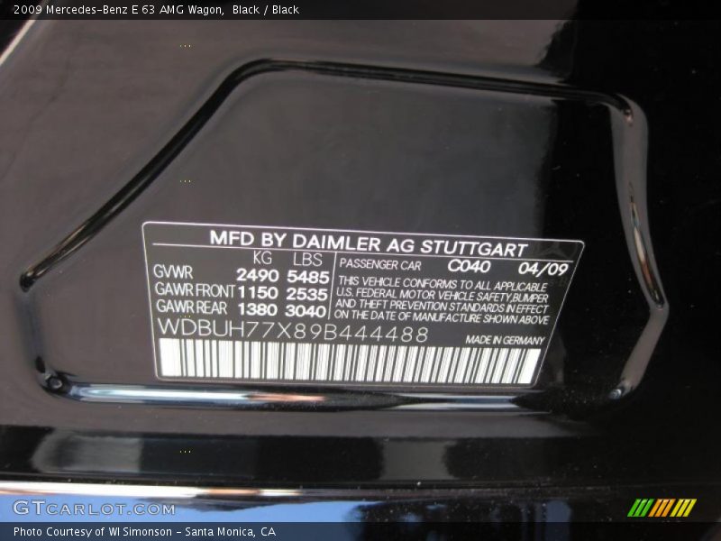 Black / Black 2009 Mercedes-Benz E 63 AMG Wagon