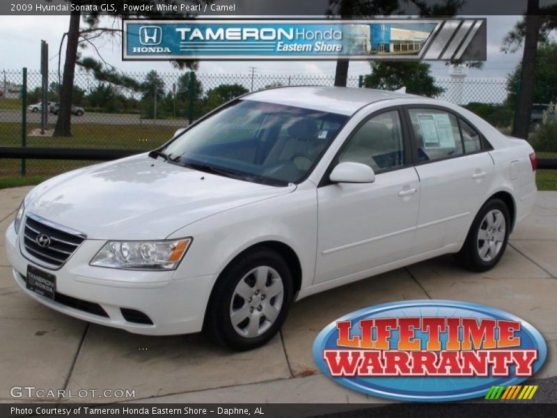 Powder White Pearl / Camel 2009 Hyundai Sonata GLS