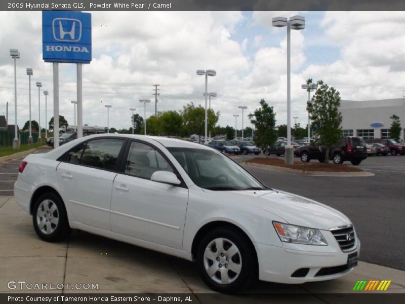 Powder White Pearl / Camel 2009 Hyundai Sonata GLS
