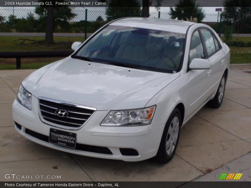 Powder White Pearl / Camel 2009 Hyundai Sonata GLS