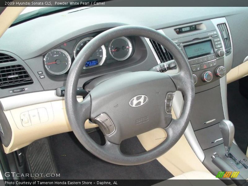 Powder White Pearl / Camel 2009 Hyundai Sonata GLS