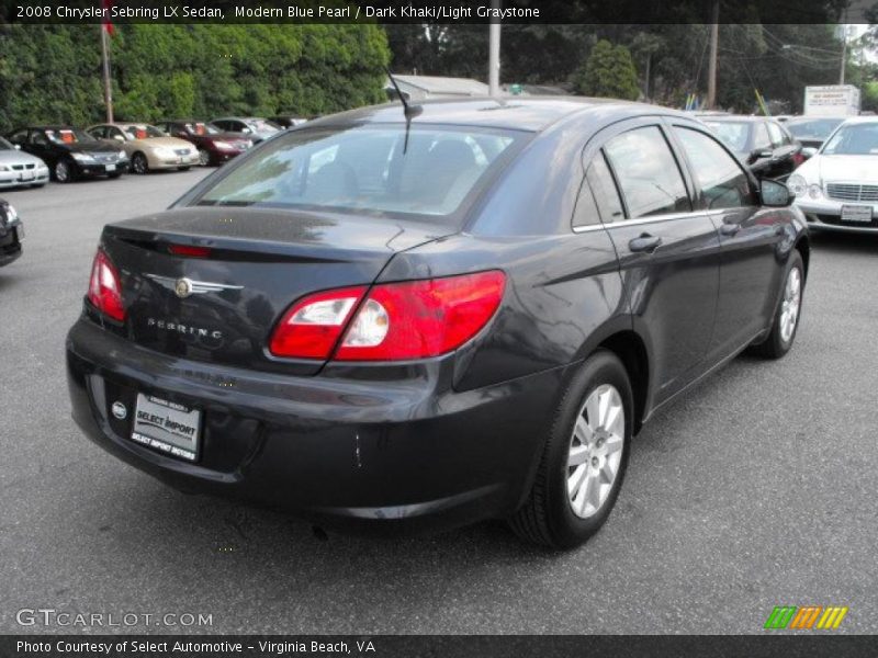 Modern Blue Pearl / Dark Khaki/Light Graystone 2008 Chrysler Sebring LX Sedan