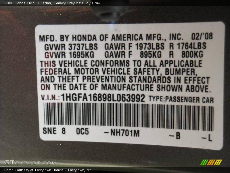 Galaxy Gray Metallic / Gray 2008 Honda Civic EX Sedan