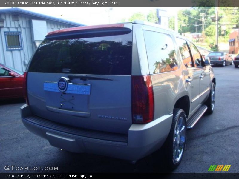 Gold Mist / Cocoa/Very Light Linen 2008 Cadillac Escalade AWD