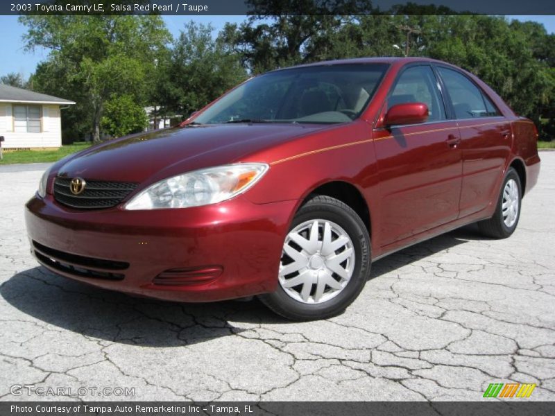 Salsa Red Pearl / Taupe 2003 Toyota Camry LE
