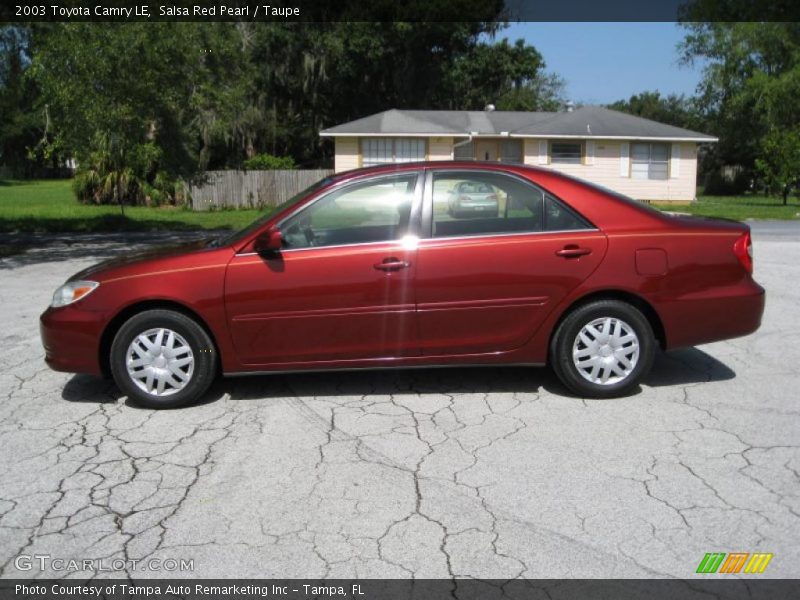 Salsa Red Pearl / Taupe 2003 Toyota Camry LE