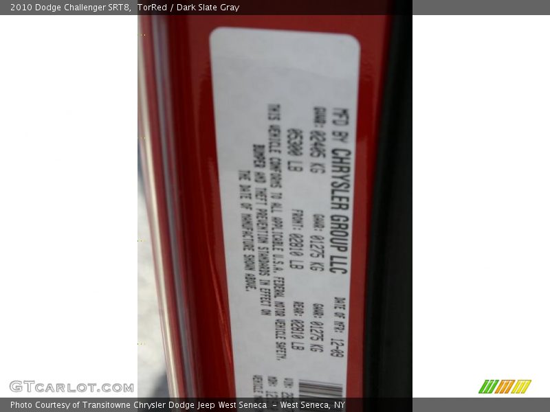 TorRed / Dark Slate Gray 2010 Dodge Challenger SRT8