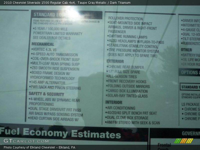 Taupe Gray Metallic / Dark Titanium 2010 Chevrolet Silverado 1500 Regular Cab 4x4