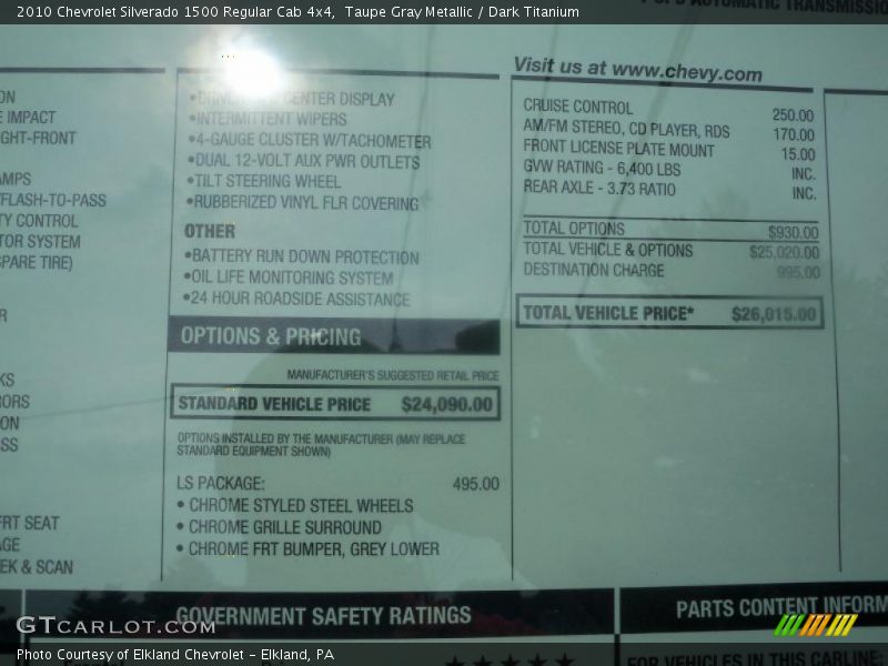 Taupe Gray Metallic / Dark Titanium 2010 Chevrolet Silverado 1500 Regular Cab 4x4