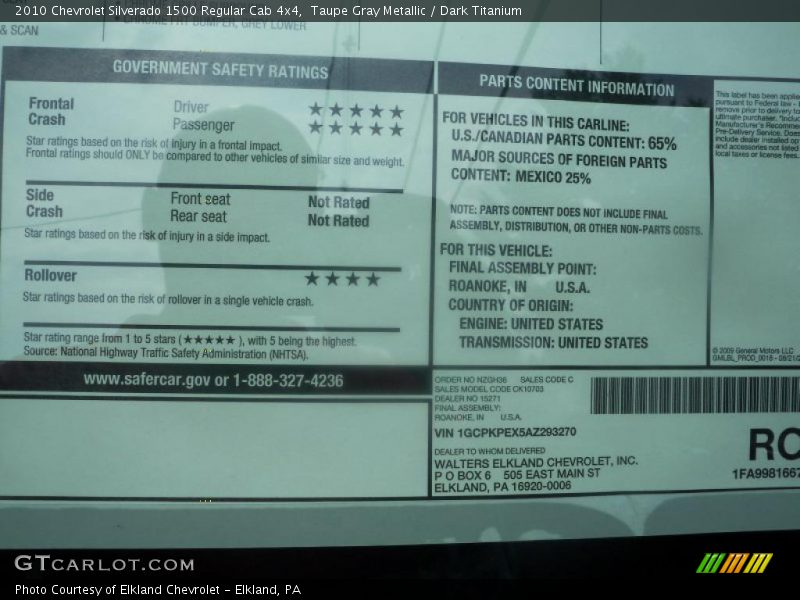 Taupe Gray Metallic / Dark Titanium 2010 Chevrolet Silverado 1500 Regular Cab 4x4