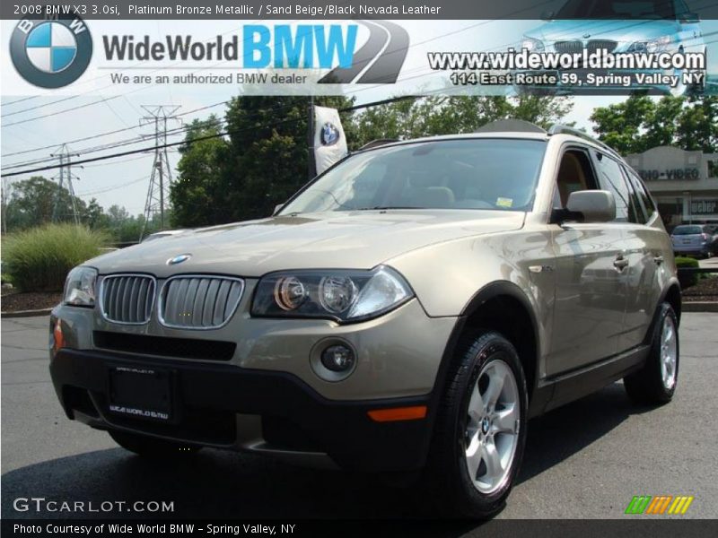 Platinum Bronze Metallic / Sand Beige/Black Nevada Leather 2008 BMW X3 3.0si