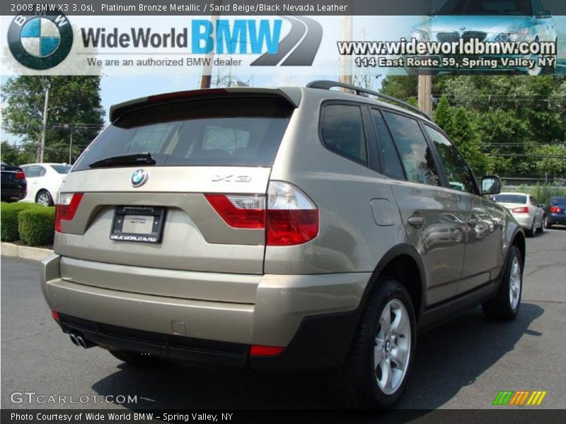 Platinum Bronze Metallic / Sand Beige/Black Nevada Leather 2008 BMW X3 3.0si
