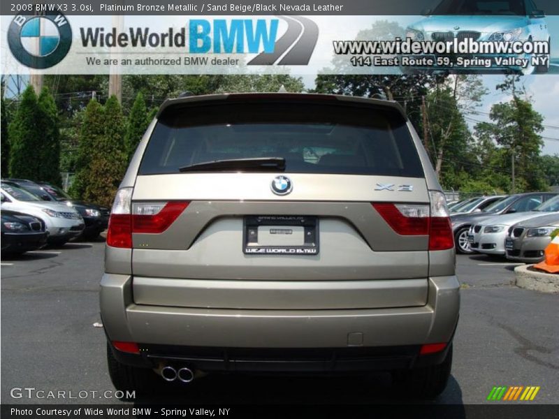 Platinum Bronze Metallic / Sand Beige/Black Nevada Leather 2008 BMW X3 3.0si