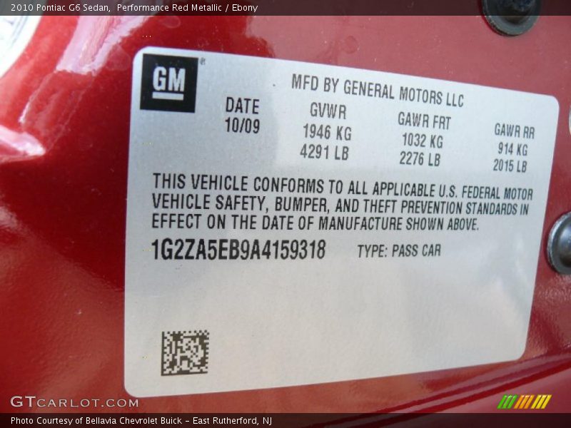 Performance Red Metallic / Ebony 2010 Pontiac G6 Sedan