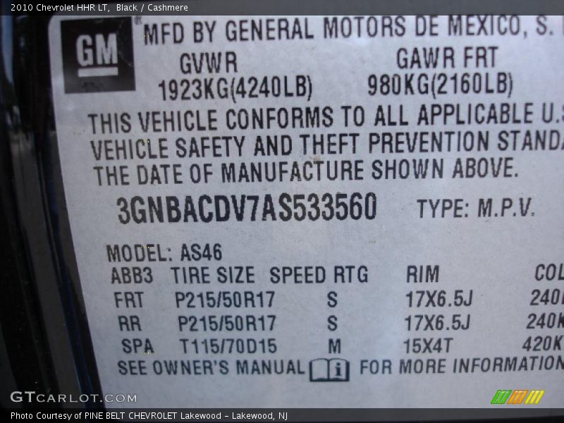 Black / Cashmere 2010 Chevrolet HHR LT
