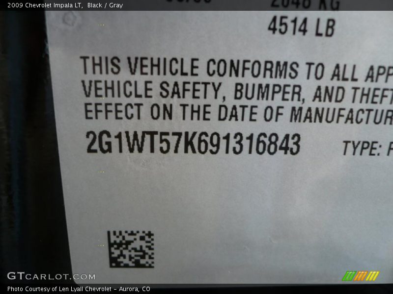 Black / Gray 2009 Chevrolet Impala LT