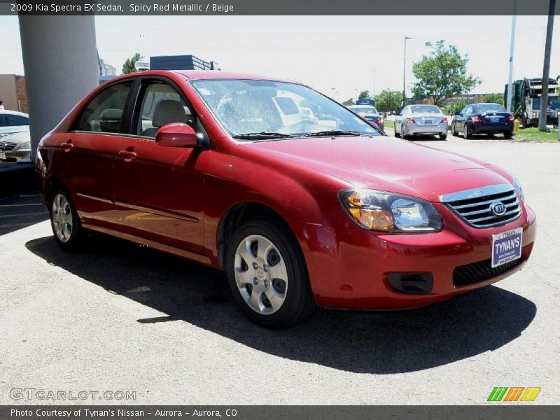 Spicy Red Metallic / Beige 2009 Kia Spectra EX Sedan