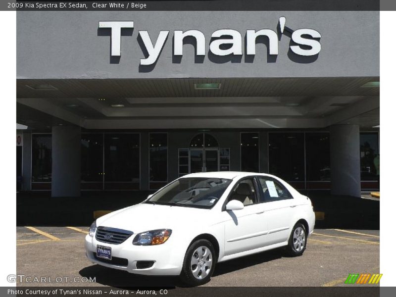 Clear White / Beige 2009 Kia Spectra EX Sedan
