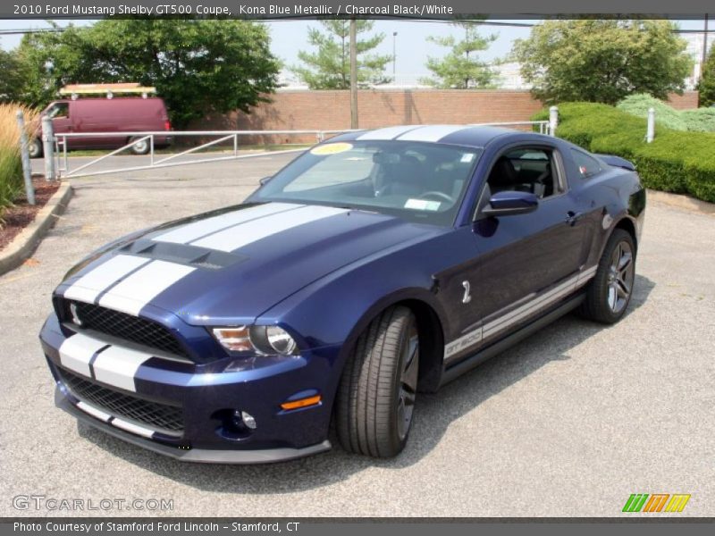 Kona Blue Metallic / Charcoal Black/White 2010 Ford Mustang Shelby GT500 Coupe