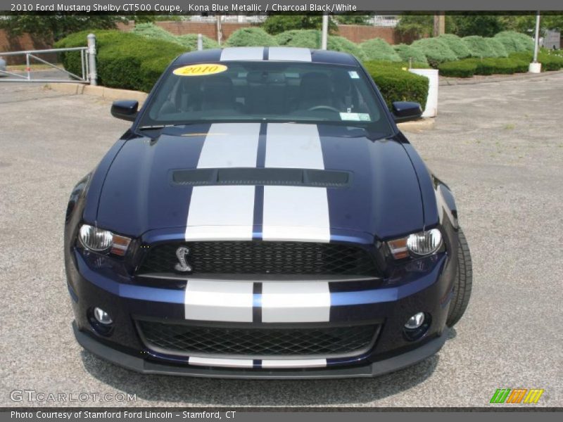 Kona Blue Metallic / Charcoal Black/White 2010 Ford Mustang Shelby GT500 Coupe