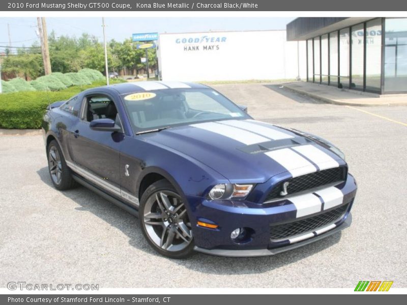 Kona Blue Metallic / Charcoal Black/White 2010 Ford Mustang Shelby GT500 Coupe