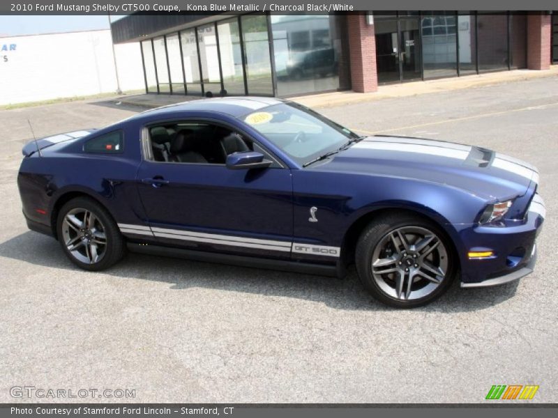Kona Blue Metallic / Charcoal Black/White 2010 Ford Mustang Shelby GT500 Coupe