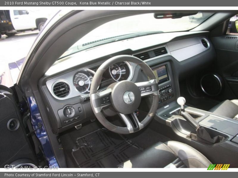 Kona Blue Metallic / Charcoal Black/White 2010 Ford Mustang Shelby GT500 Coupe