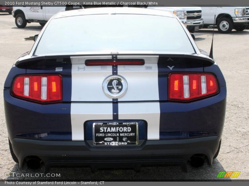 Kona Blue Metallic / Charcoal Black/White 2010 Ford Mustang Shelby GT500 Coupe