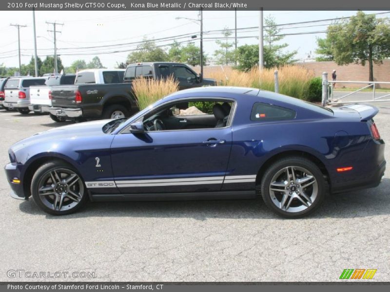 Kona Blue Metallic / Charcoal Black/White 2010 Ford Mustang Shelby GT500 Coupe