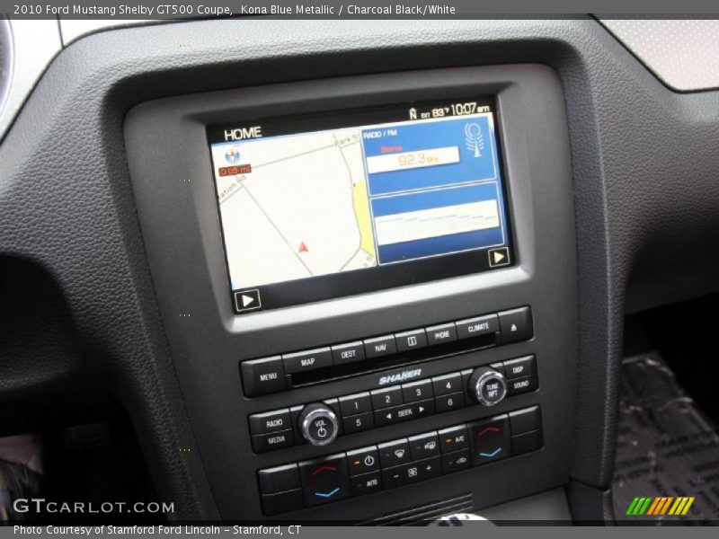 Kona Blue Metallic / Charcoal Black/White 2010 Ford Mustang Shelby GT500 Coupe