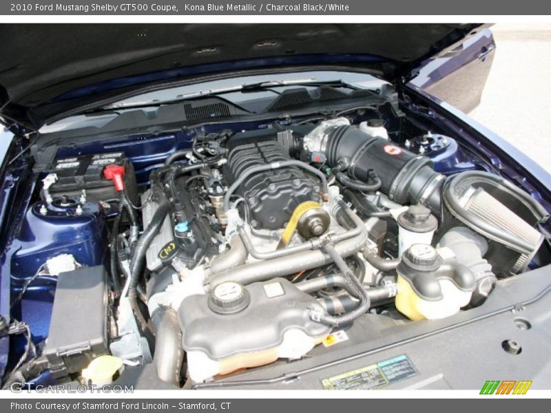 Kona Blue Metallic / Charcoal Black/White 2010 Ford Mustang Shelby GT500 Coupe