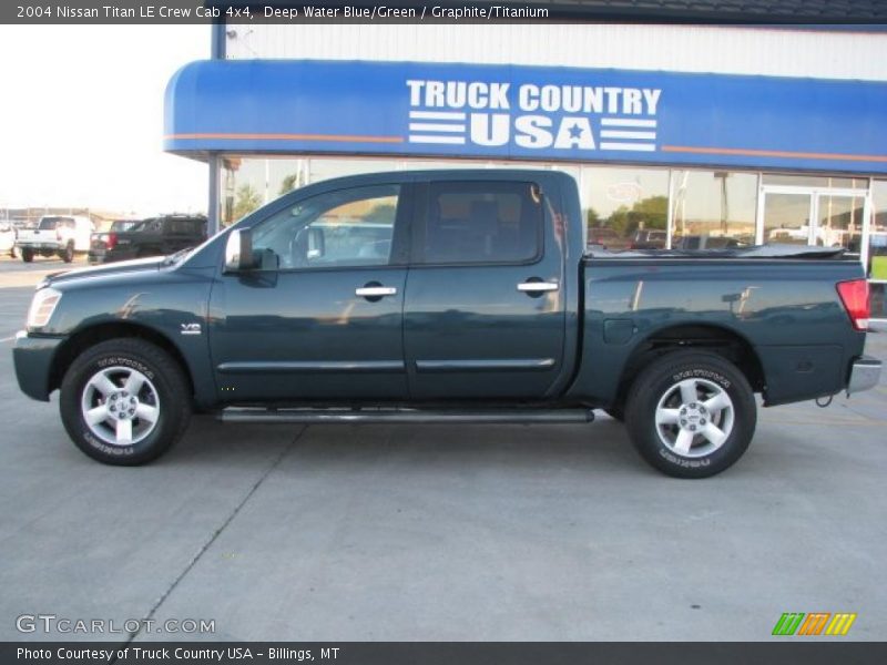 Deep Water Blue/Green / Graphite/Titanium 2004 Nissan Titan LE Crew Cab 4x4