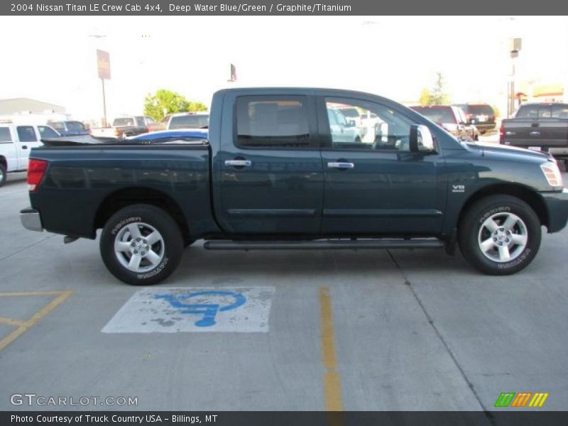 Deep Water Blue/Green / Graphite/Titanium 2004 Nissan Titan LE Crew Cab 4x4