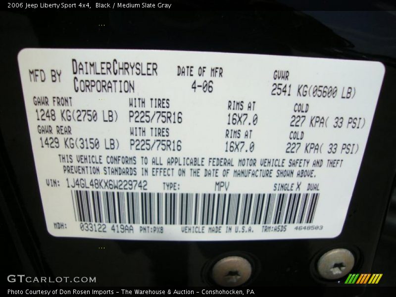 Black / Medium Slate Gray 2006 Jeep Liberty Sport 4x4