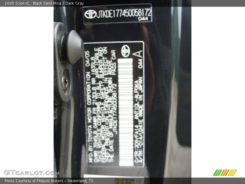 Black Sand Mica / Dark Gray 2005 Scion tC