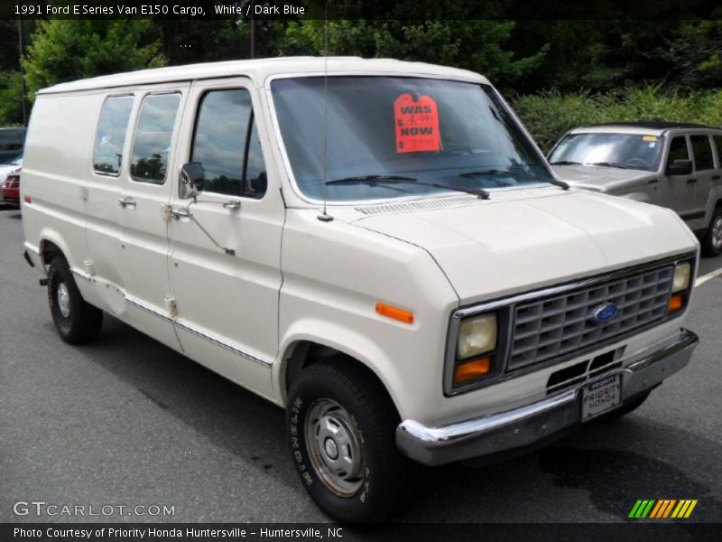 White / Dark Blue 1991 Ford E Series Van E150 Cargo