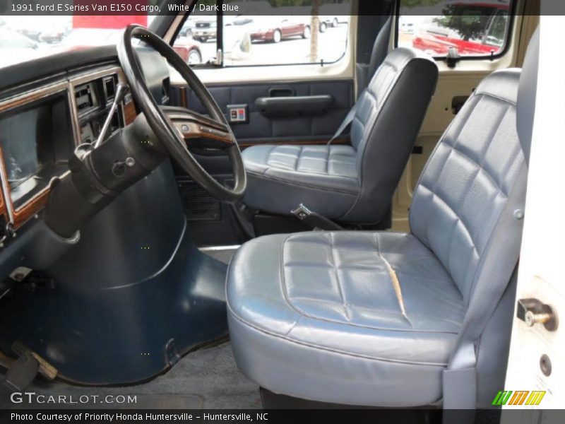 White / Dark Blue 1991 Ford E Series Van E150 Cargo