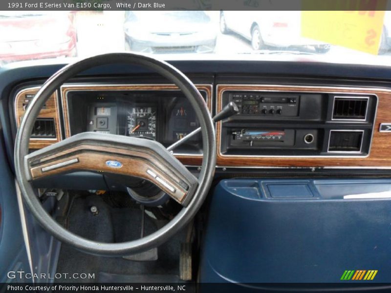White / Dark Blue 1991 Ford E Series Van E150 Cargo