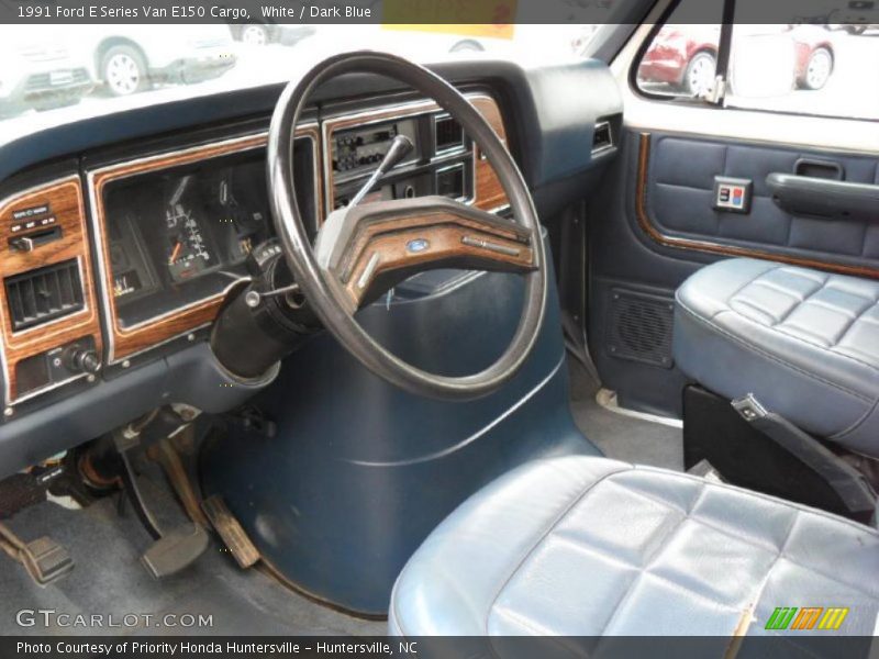 White / Dark Blue 1991 Ford E Series Van E150 Cargo