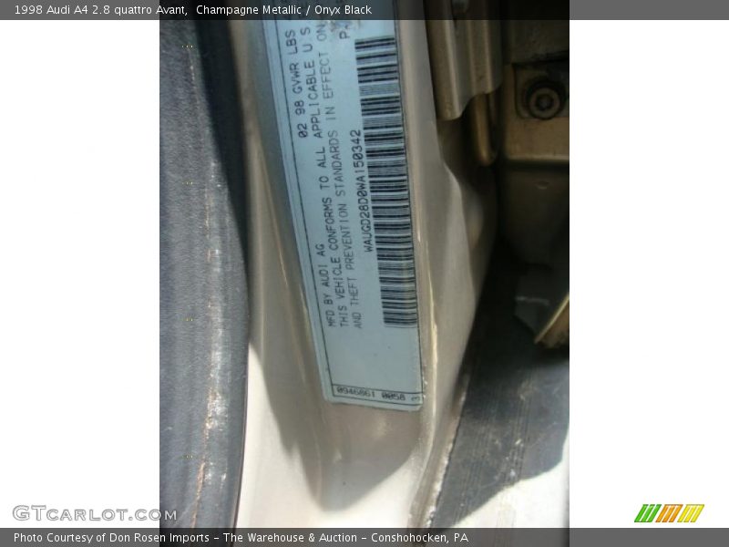 Champagne Metallic / Onyx Black 1998 Audi A4 2.8 quattro Avant