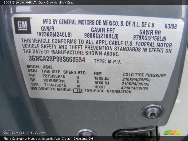 Dark Gray Metallic / Gray 2008 Chevrolet HHR LT