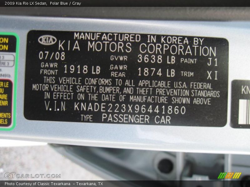 Polar Blue / Gray 2009 Kia Rio LX Sedan
