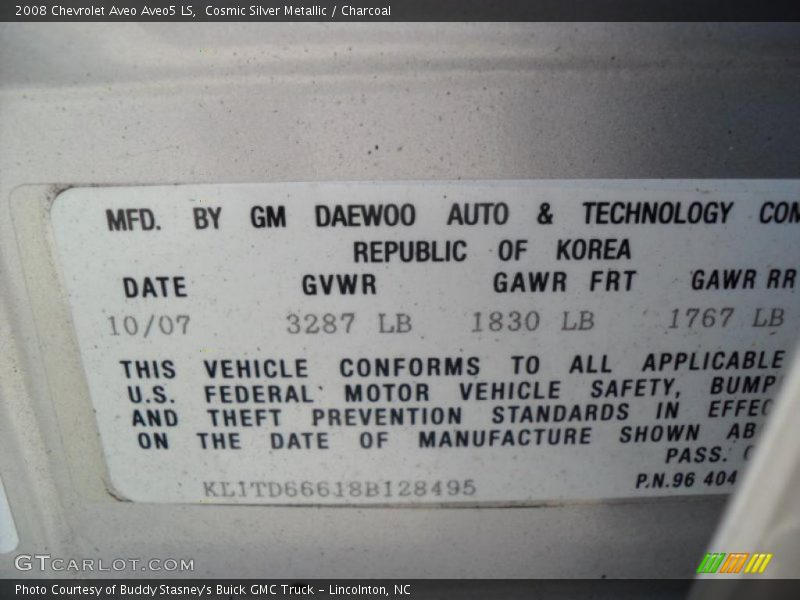Cosmic Silver Metallic / Charcoal 2008 Chevrolet Aveo Aveo5 LS