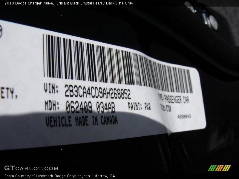 Brilliant Black Crystal Pearl / Dark Slate Gray 2010 Dodge Charger Rallye