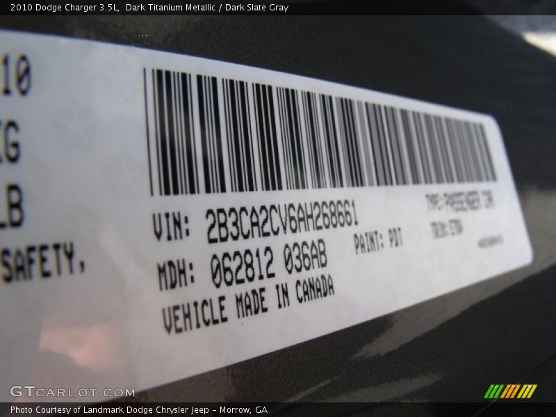 Dark Titanium Metallic / Dark Slate Gray 2010 Dodge Charger 3.5L