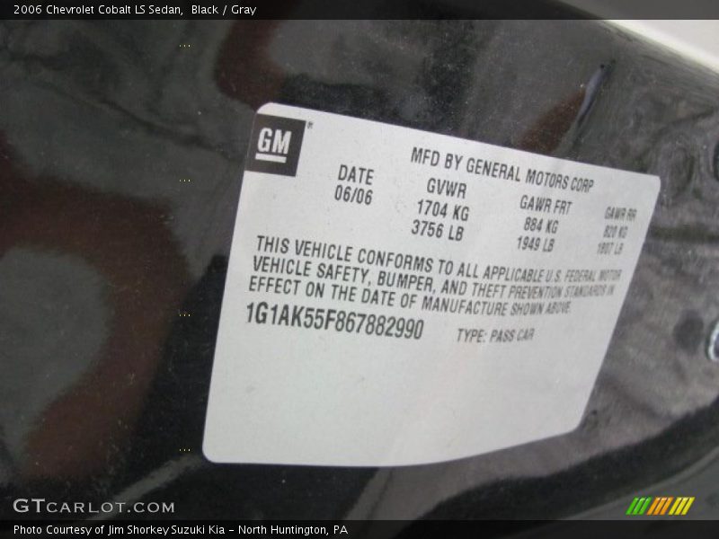 Black / Gray 2006 Chevrolet Cobalt LS Sedan