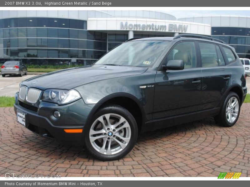 Highland Green Metallic / Sand Beige 2007 BMW X3 3.0si