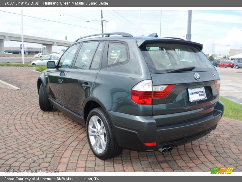 Highland Green Metallic / Sand Beige 2007 BMW X3 3.0si